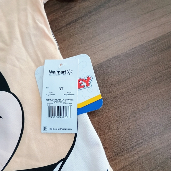 Disney Mickey Mouse Kids T-Shirt - Peach and Black - Picture 2 of 4